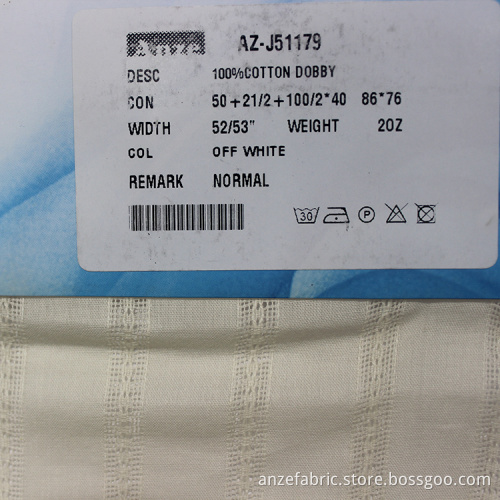 100 cotton dobby fabric off white for dress